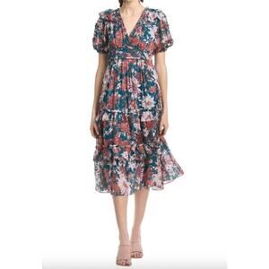 SACHIN + BABI Dress Size 10 Evening Gown Veronica Knee Length Teal Guava Blue